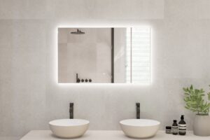 Product Viidako – Jimii LED Rechthoekige Badkamerspiegel – Anti Condens – 3 LED verlichting standen – Hip Design – Krasbestendig – 100x60cm