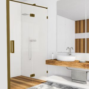 Product Viidako – Luxurii Nisdeur Links – Geborsteld Messing (Goud)  – Douchedeur – Nano Coating – Design – Hoogwaardige kwaliteit – 100x200cm