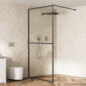 Product Viidako – Luxurii Inloopdouche – GUN METAL – Nano Coating – Geïntegreerd Handdoekrek- Design – Hoogwaardige kwaliteit – 100x200cm