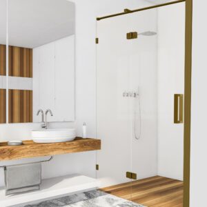 Product Viidako – Luxurii Nisdeur Rechts – Geborsteld Messing (Goud) – Douchedeur – Nano Coating – Design – Hoogwaardige kwaliteit – 100x200cm