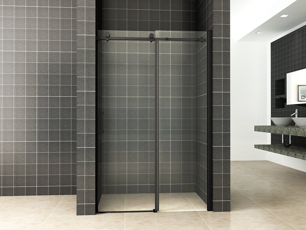 Product schuifbare nisdeur 2-d. mat-zwart 1100×2000 chr.8mm NANO