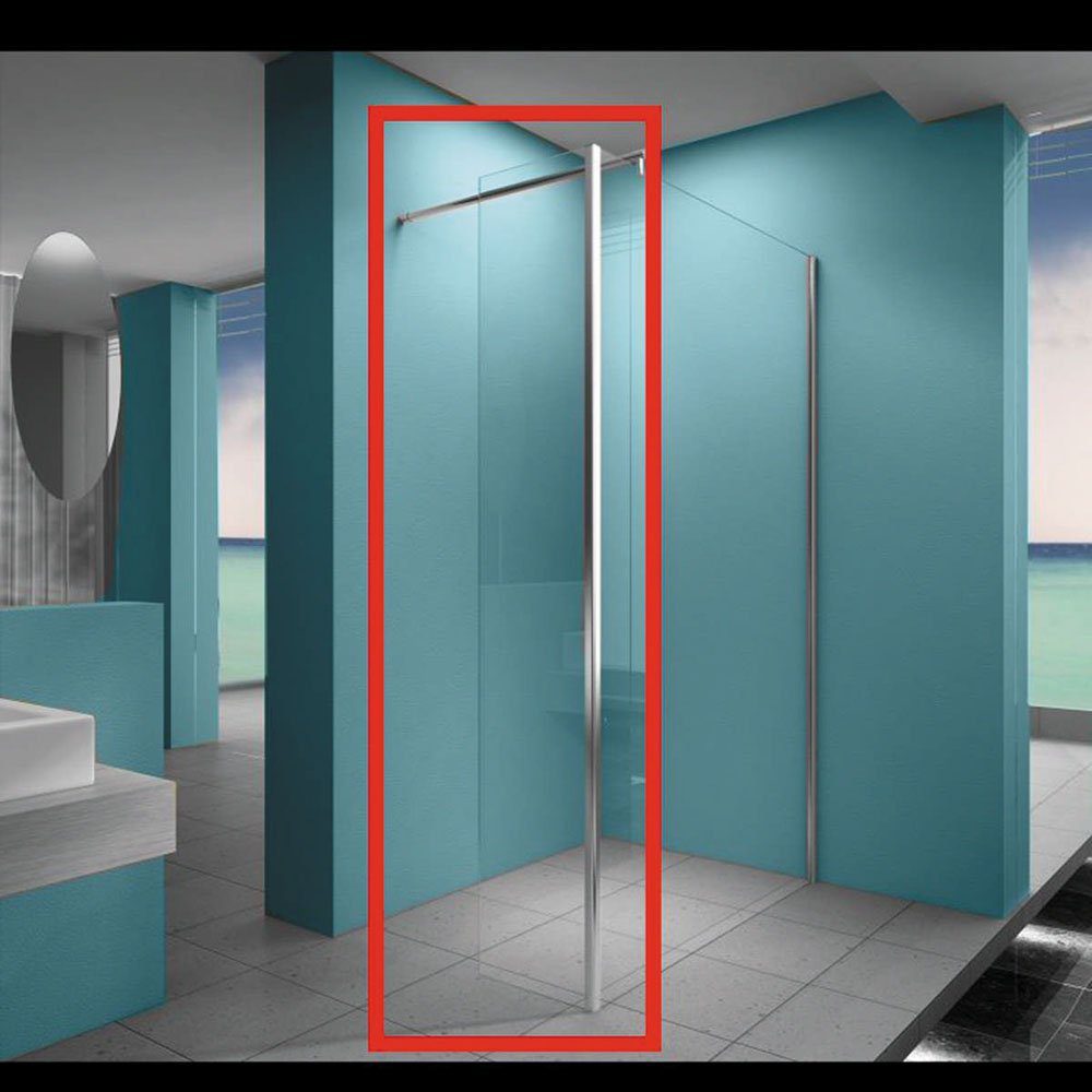 Product Eco zijpaneel 30 x 200 cm met hoekprofiel voor inloopdouche chroom met 8 mm NANO helder glas