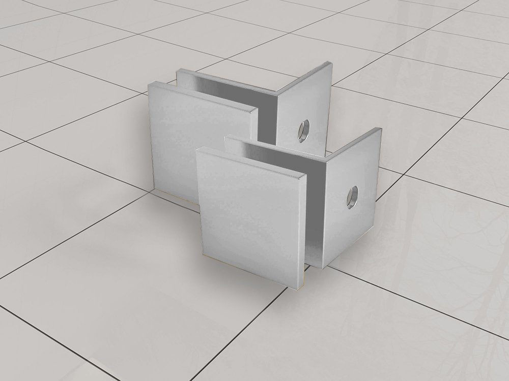 Product set à 2 glaskoppelingen tbv profielloze inloopdouche chroom