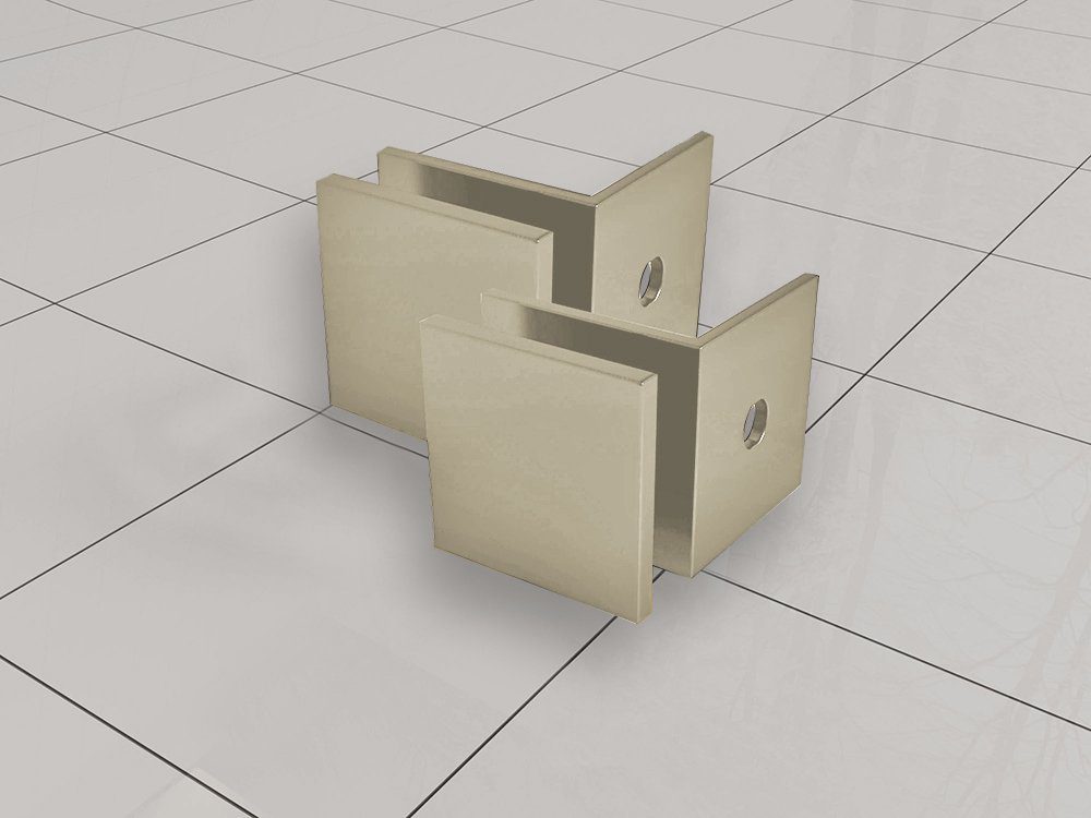 Product set à 2 glaskoppelingen tbv profielloze inloopdouche geborsteld messing