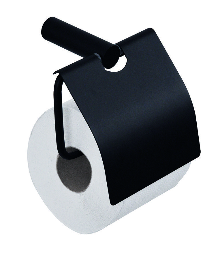 Product Ida toiletrolhouder met klep zwart