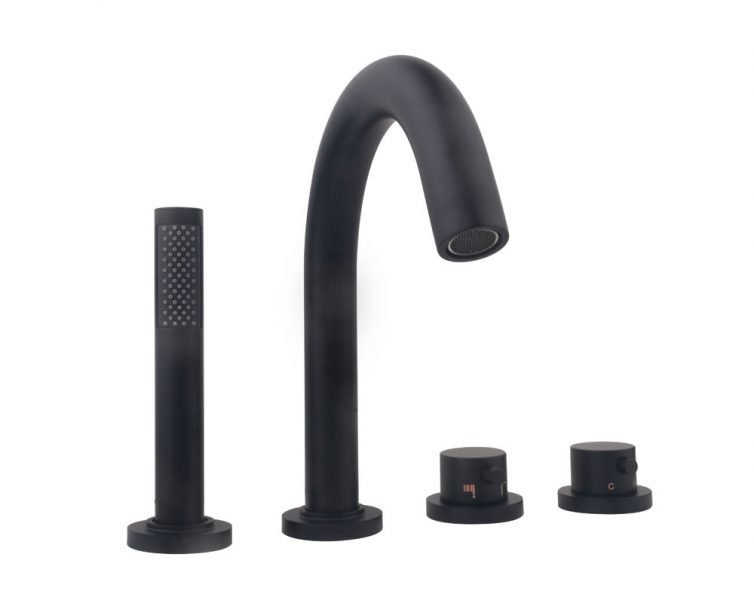 Product Wiesbaden Caral 4-gats badrandthermostaat afbouwset mat zwart