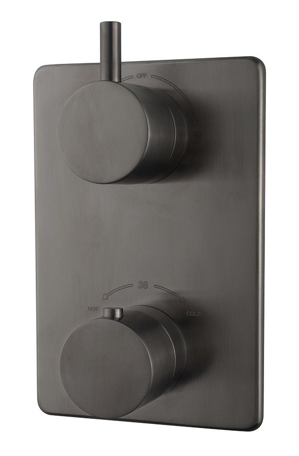 Product Caral afbouwdeel inbouwthermostaat 2 weg gunmetal