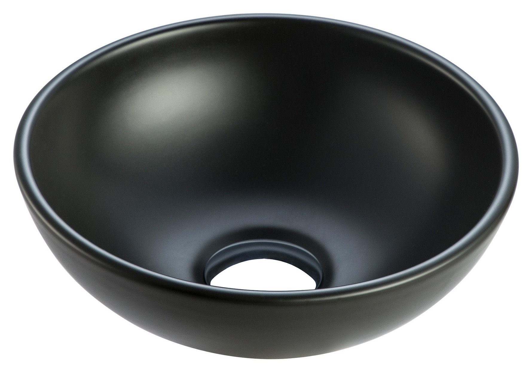 Product Wiesbaden – Kimo waskom -Rond 28×10 cm -Keramiek – Mat zwart