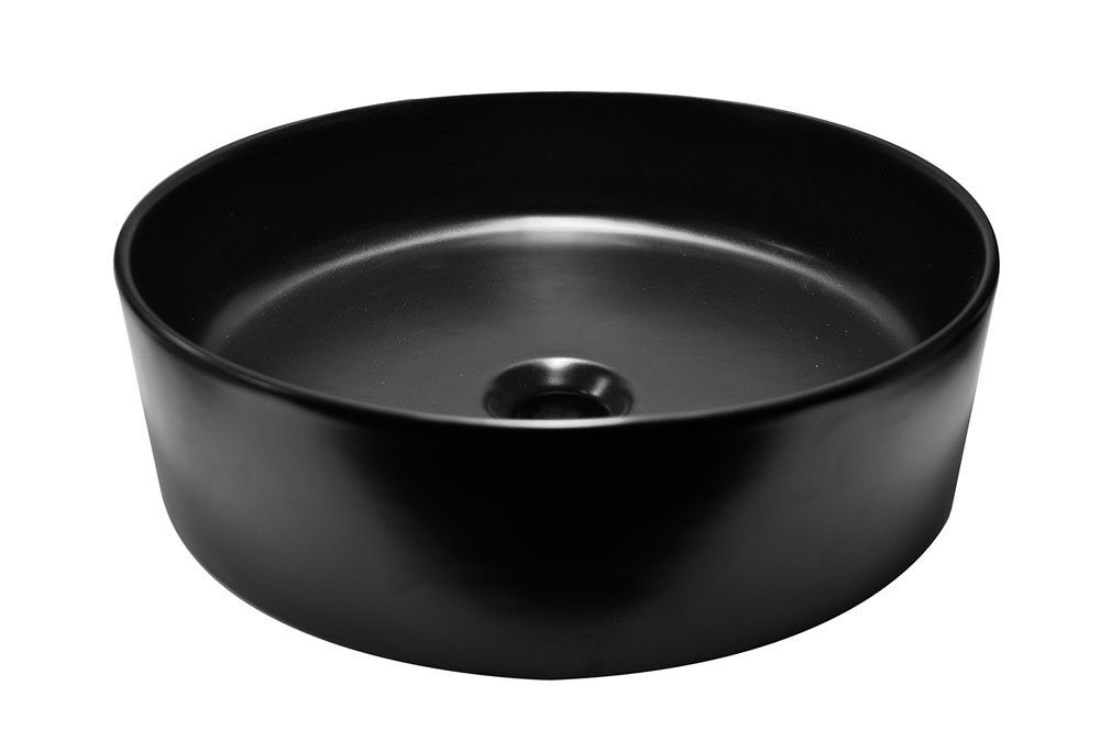 Product Wiesbaden – Link – Waskom – Rond – 40×12 cm – Keramiek – Mat zwart