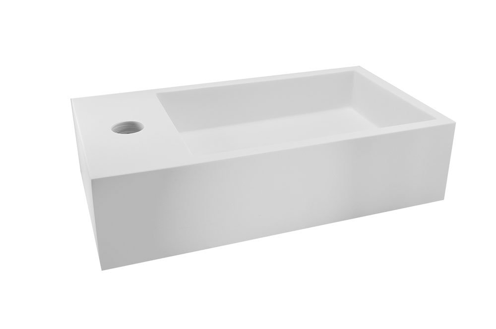 Product Wiesbaden Solid surface fontein links 40 x 22 x 10 cm mat wit
