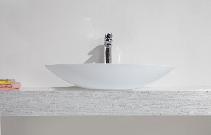 Product Wiesbaden – Kim waskom – Ovaal – 59x35x11 cm – Solid surface – Mat wit