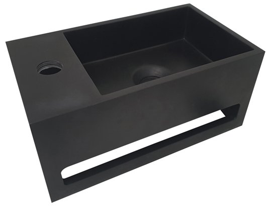 Product Wiesbaden Julia fontein links Solid surface 35 x 20 x 16 cm mat zwart