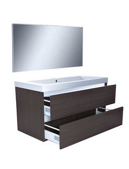 Product Vision meubelset (incl. spiegel) 100 cm houtnerf grijs