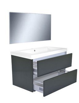 Product Vision meubelset (incl. spiegel) 80 cm hoogglans grijs