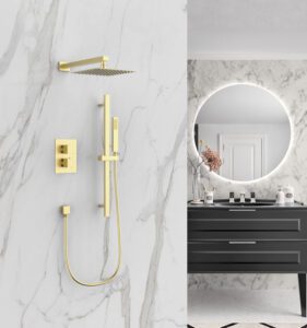 Product Viidako – Luxurii Inbouw Regendouche Compleet – Geborsteld Messing (Goud)