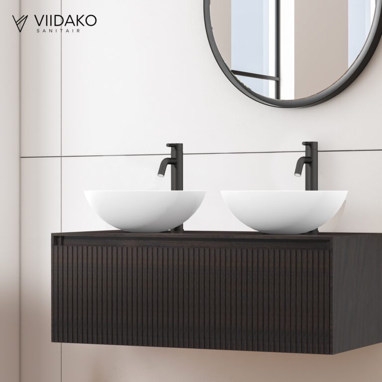 Product Viidako – Signature Design Badkamermeubel 100 cm breed – Charcoal – Top kwaliteit & perfect passend in uw Japandi badkamer! – Inclusief topblad