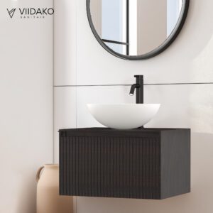 Product Viidako – Signature Design Badkamermeubel 60 cm breed – Charcoal- Top kwaliteit & perfect passend in uw Japandi badkamer! – Inclusief topblad