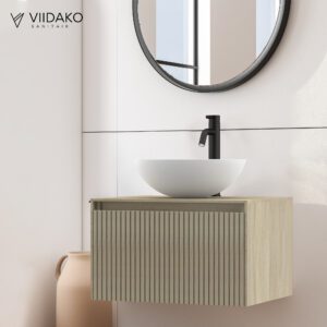 Product Viidako – Signature Design Badkamermeubel 60 cm – Cornsilk – Top kwaliteit & perfect passend in uw Japandi badkamer! – Inclusief topblad