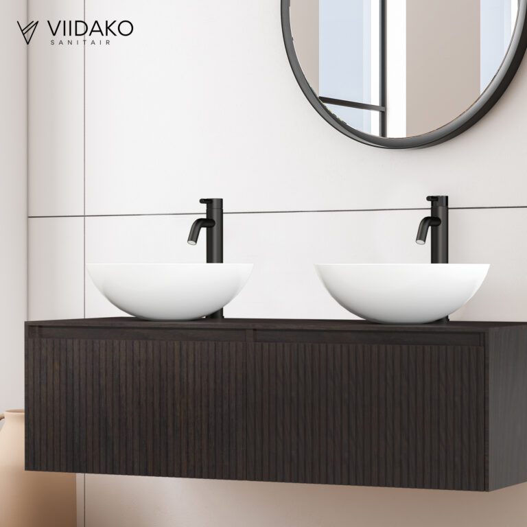 Product Viidako – Signature Design Badkamermeubel 120 cm breed – Charcoal – Top kwaliteit & perfect passend in uw Japandi badkamer! – Inclusief topblad