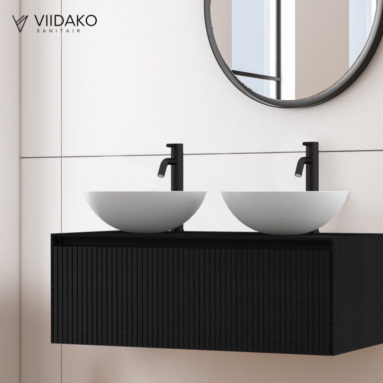 Product Viidako – Signature Design Badkamermeubel 100 cm breed – Mat Zwart – Top kwaliteit & perfect passend in uw Japandi badkamer!