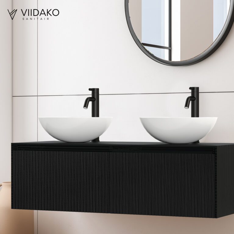 Product Viidako – Signature Design Badkamermeubel 120 cm breed – Mat Zwart – Top kwaliteit & perfect passend in uw Japandi badkamer!
