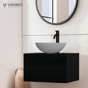 Product Viidako – Signature Design Badkamermeubel 60 cm breed – Mat Zwart Top kwaliteit & perfect passend in uw Japandi badkamer!