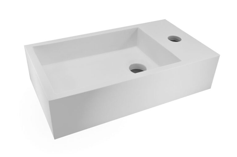 Product Wiesbaden Solid surface fontein rechts 40 x 22 x 10 cm mat wit