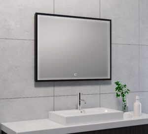 Product Rechthoekige condensvrije LED-spiegel 800×600 mat zwart