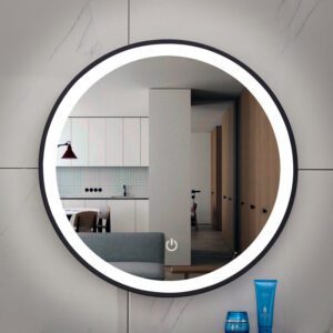 Product Lista Nera spiegel rond met LED verlichting, dimbaar 80 cm mat zwart