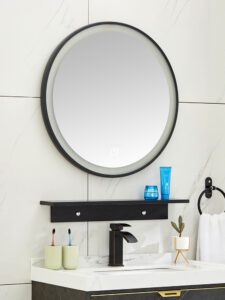 Product Lista Nera spiegel rond met LED verlichting, dimbaar 100 cm mat zwart