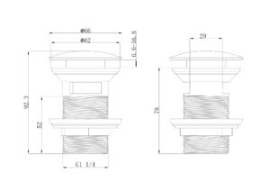 Product Kleinmann – Afvoerplug met overloop – Geborsteld Brons – PVD coating