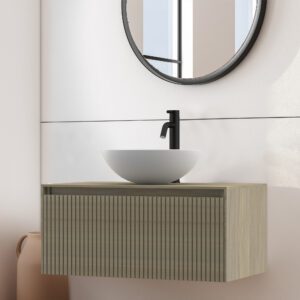 Product Viidako – Signature Design Badkamermeubel 80 cm breed – Cornsilk – Top kwaliteit & perfect passend in uw Japandi badkamer! – Inclusief topblad