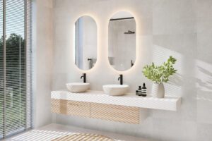 Product Viidako – Fannii Badkamerspiegel – Condensvrij vlak – Dimbaar – 3 LED Standen – Eenvoudige Installatie – Ovaal – Anti corrosie coating