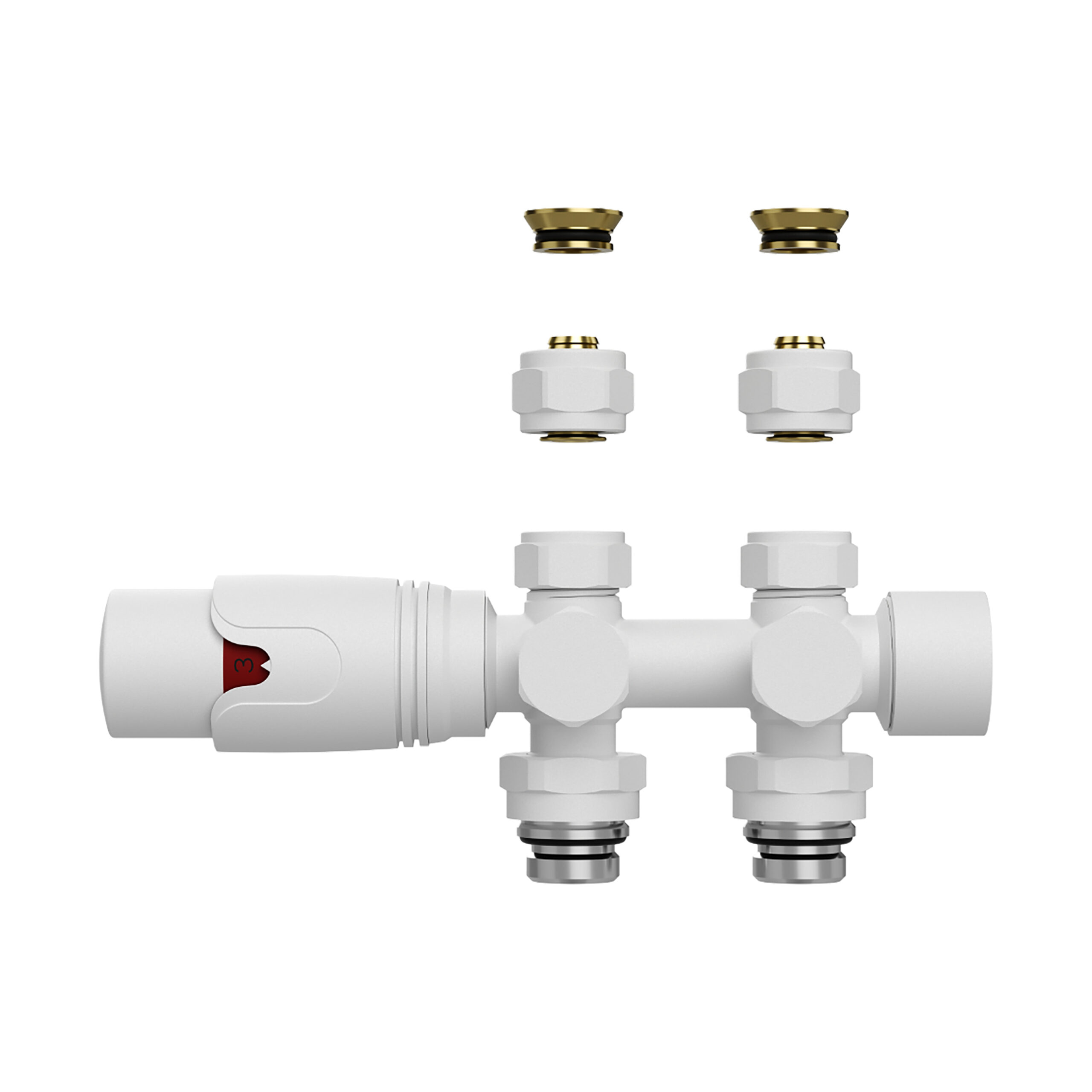 Radiatorkraan - design - thermostatisch - muur-en vloeraansluiting - 1/2mx16/2 m30 – mat wit